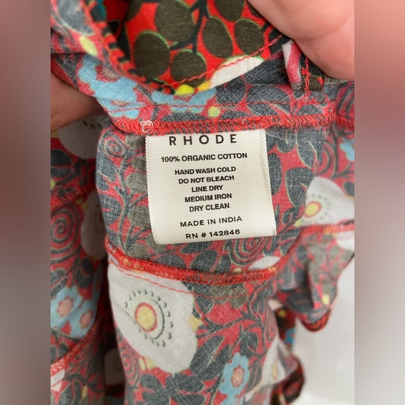 RHODE Ella Mini Dress Scarlet Aura Blossom White and Brown Size Small - Picture 6 of 7